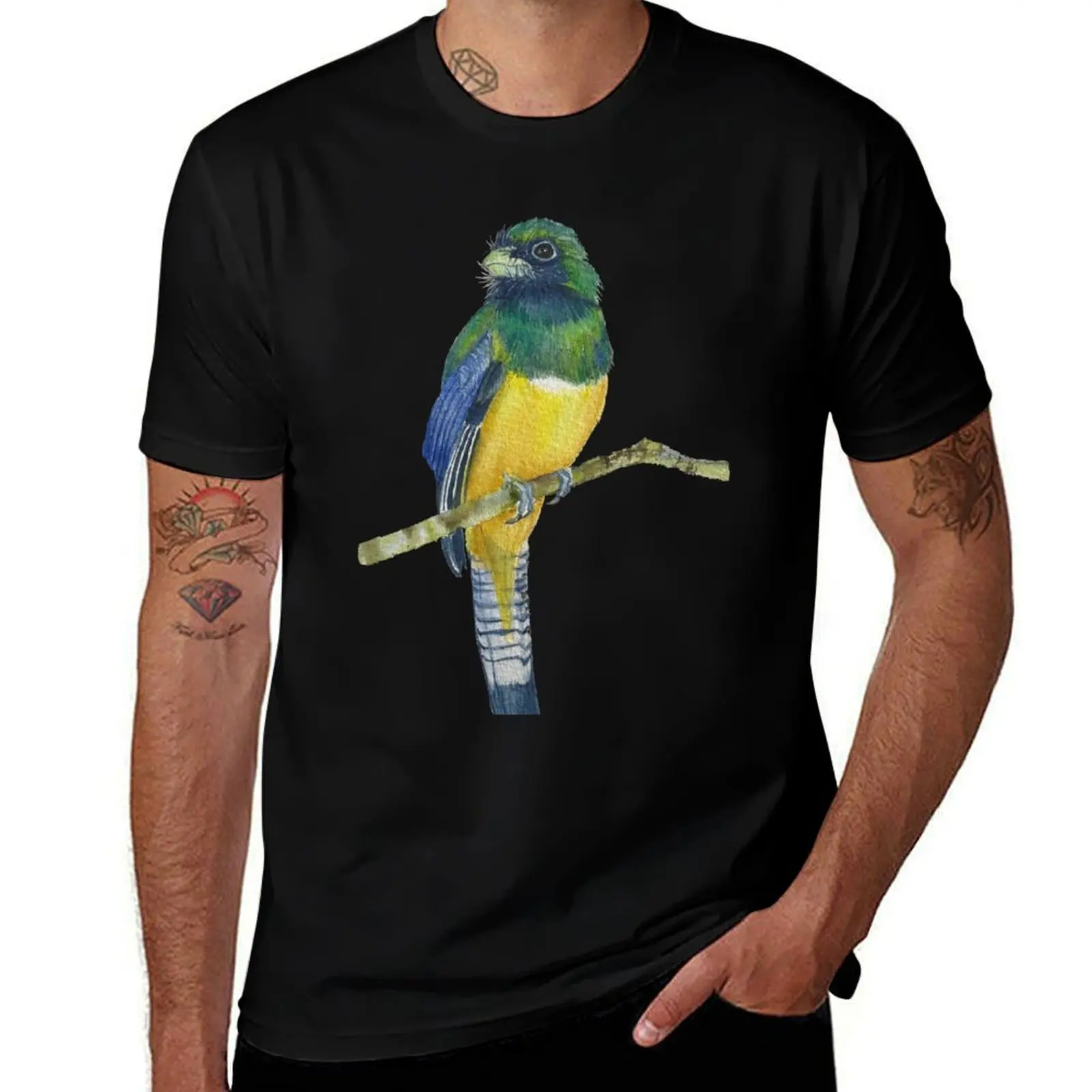 Желтая футболка Bellied Trogon, корейская модная футболка с таможенным дизайном, роскошные футболки с рисунком, мужские футболки