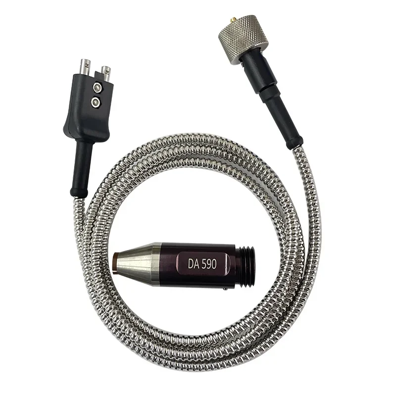 DA590 thickness probe with Armored Cable GE C123 suitable for the DMS Go and DM5E series of thickness gauges