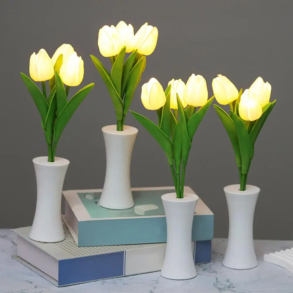 

Tulip Night Light Battery Powered Soft LED Tulip Night Lamp for Bedroom Desk Living Room Romantic Bedside Lamp Ambient Light