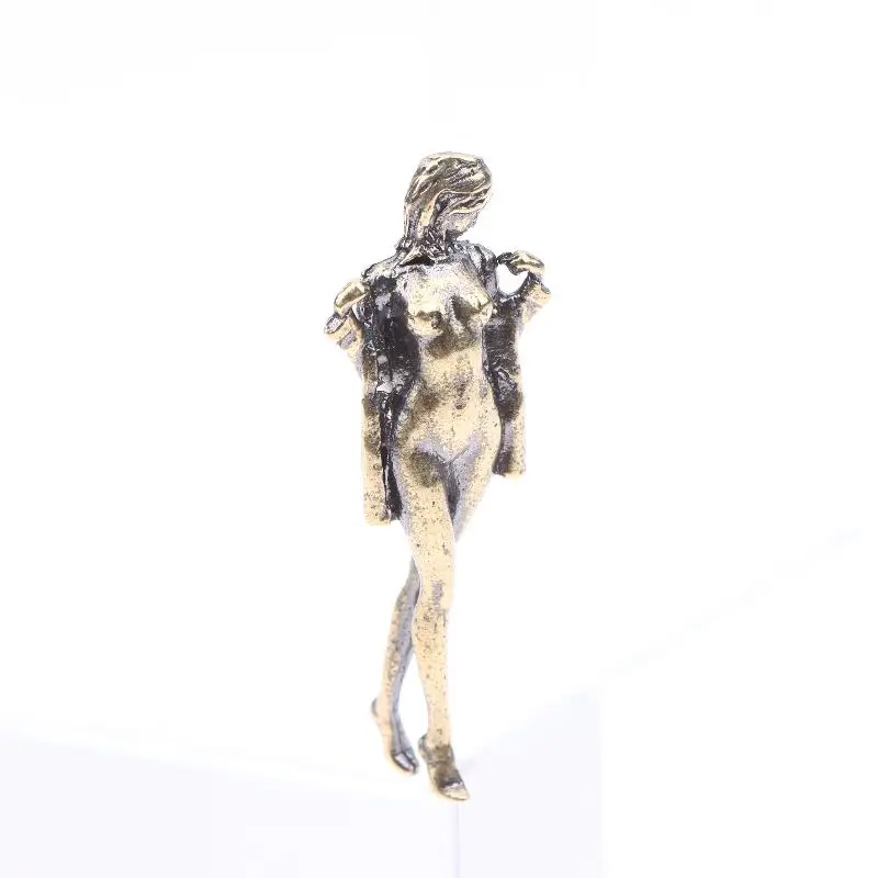 Retro Brass Beauty Female Doll Figurine Model Sexy Beauty Statue Creative Crafts Desktop Ornament Office Home Decoration Gift view 5