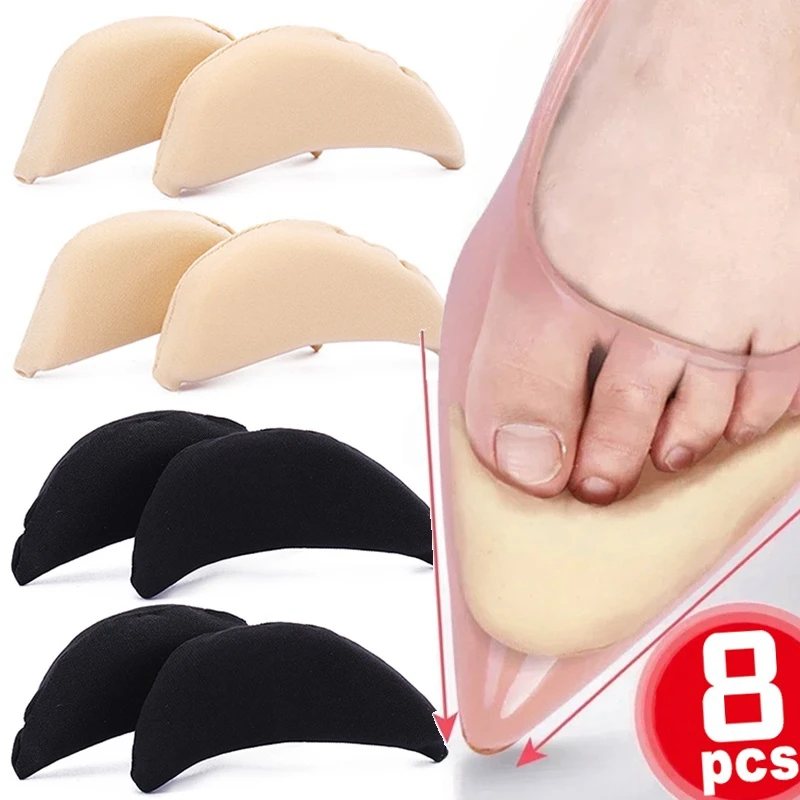 

2/8pcs Women's Sponge Forefoot Insert Pads Reduce Shoe Size Pain Relief High Heel Filler Insoles Adjust Toe Plug Cushions