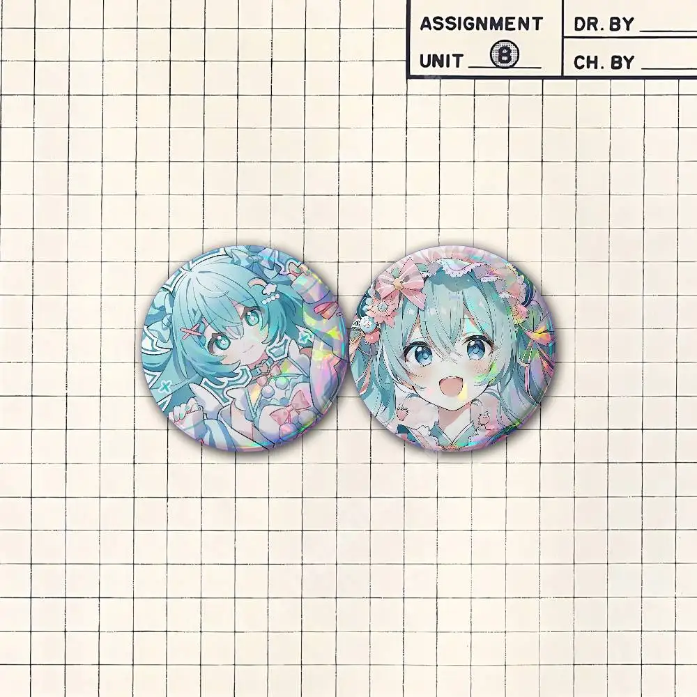 Virtual Singer Girl M-i-k-u Button Badge 2PC Sets for Bags & Clothes & Accessories Metal Pin Creative Gift
