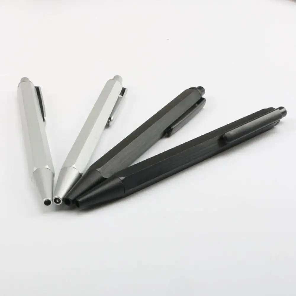 New High Quality Refillable All Metal Ballpoint Pen Black Ink Press Type Writing Pen Hexagonal Design Gel Pen Business Gift