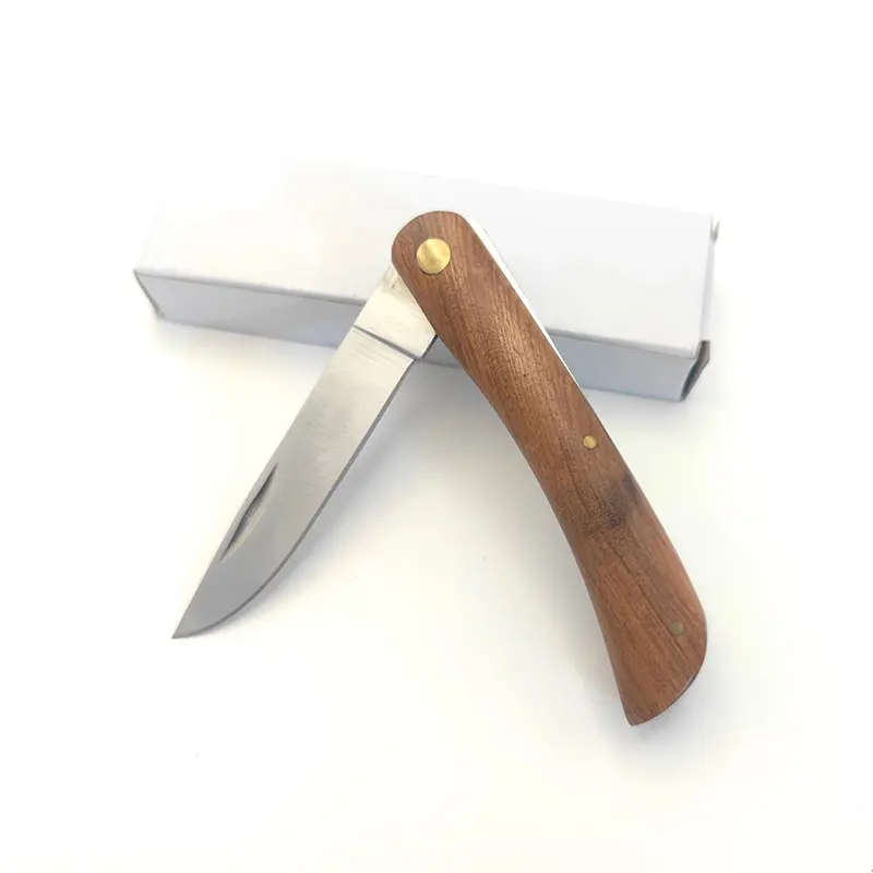 High-Quality Foldable Fruit Knife with Wooden Handle for Kitchen and Home Use