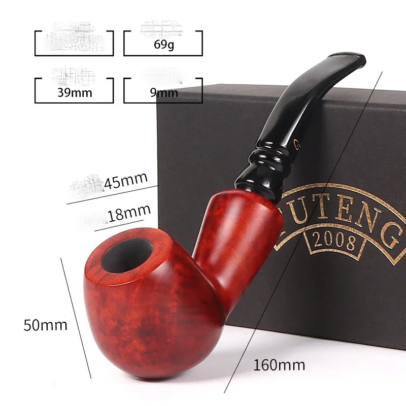 Luxury Caving Briar Wood Tobacco Pipe Classic Bent Type Cigarette Smoke Pipe Cigarette Holder Narguile Pipe For Mens