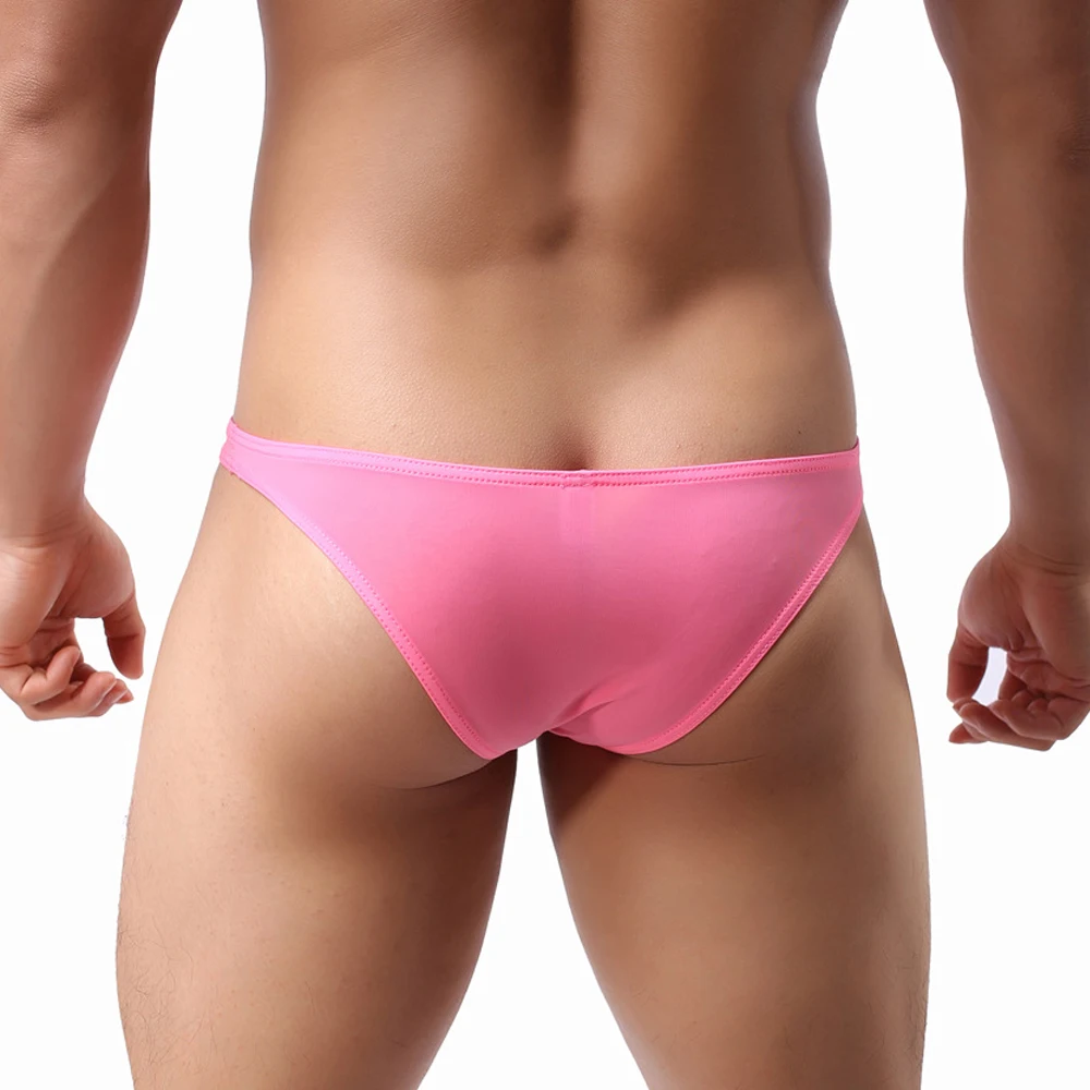Mens Ice Silk Extreme Low Rise Briefs Ball Pouch Underwear Thin Cheeky Fetish Micro Underpants Sexy Comfortable Mini Briefs