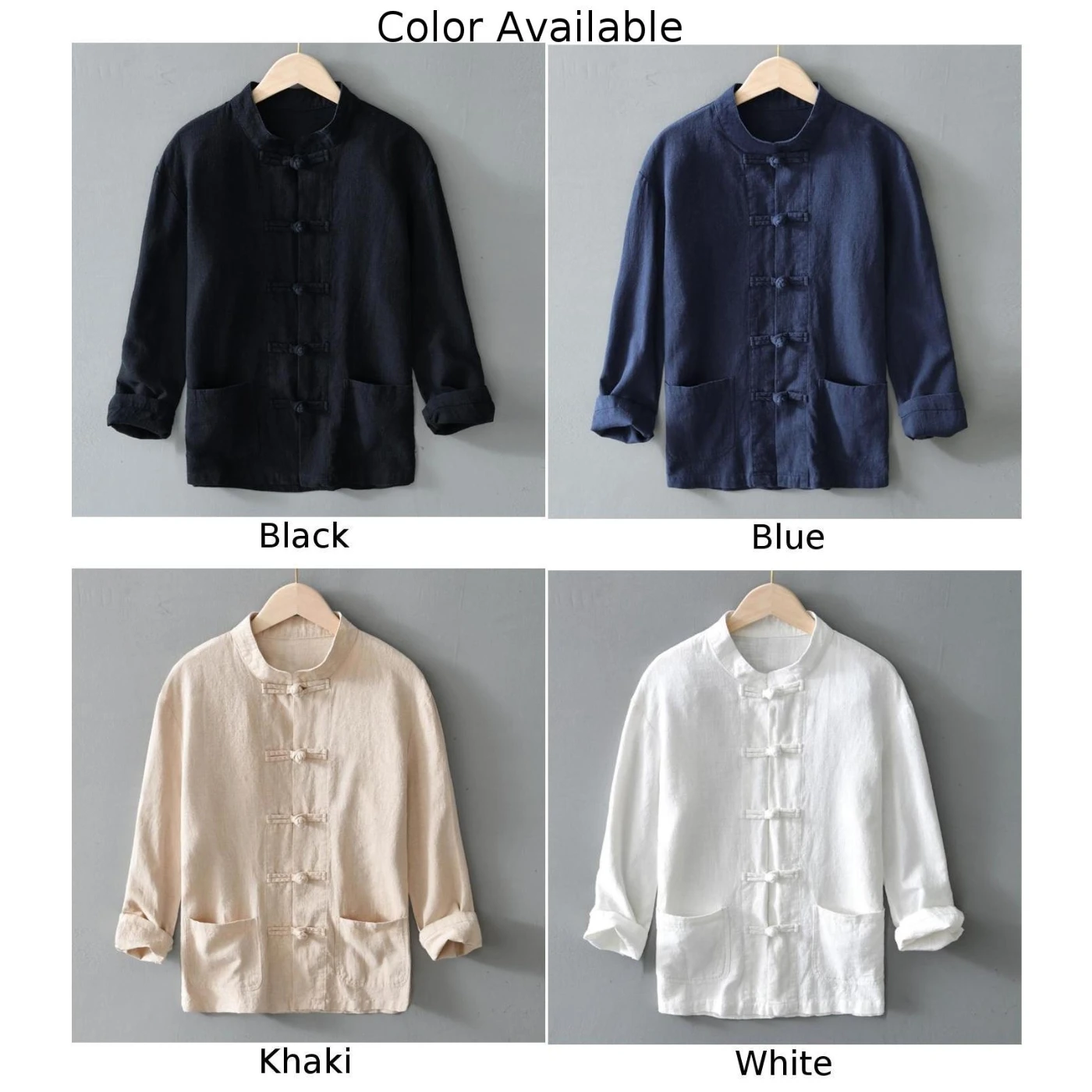 

Comfy Fashion Men T-shirts Tops Autumn Blouse Bodybuilding Traditional Breathable Uniform Buckle Cardigan Coat