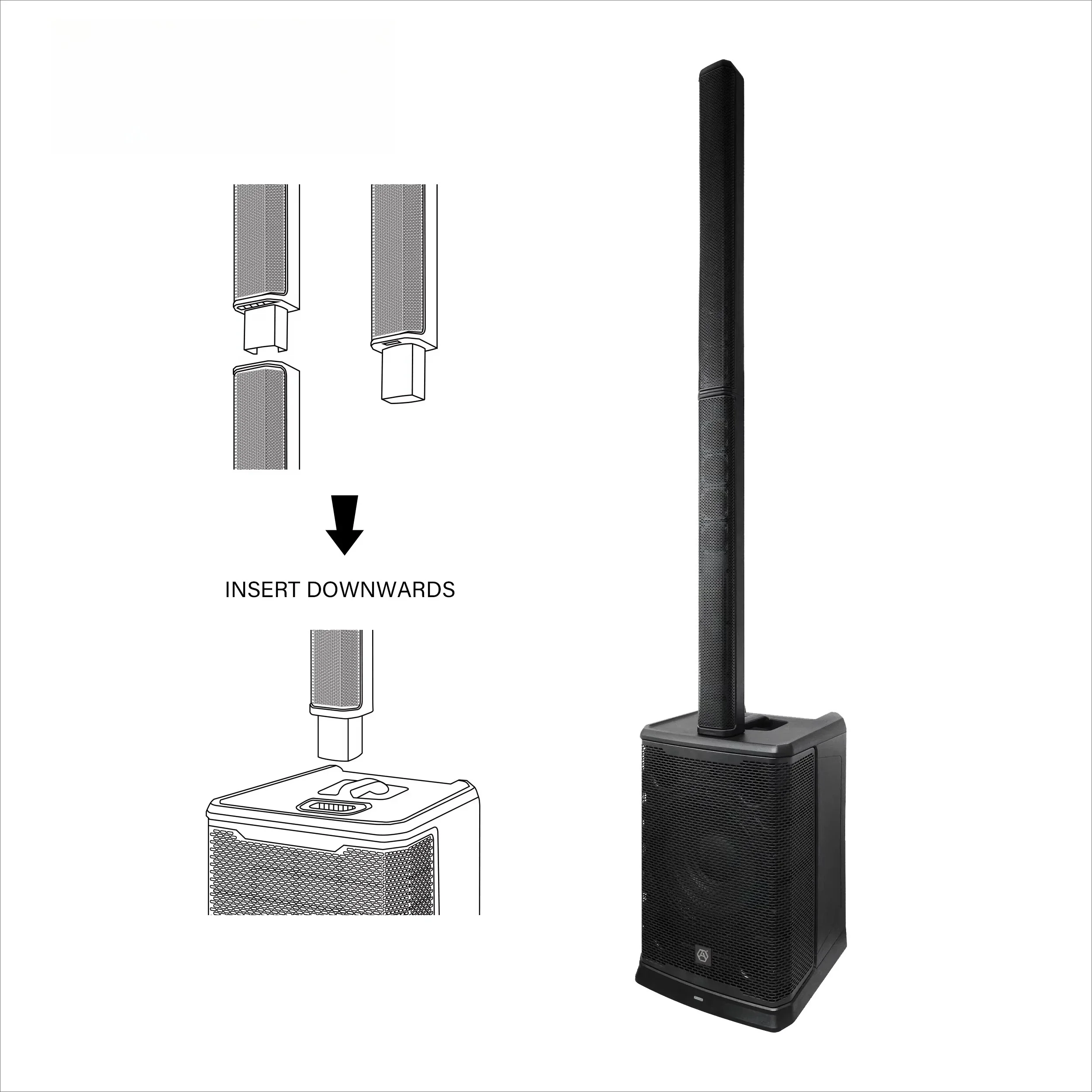 [CN Stock]Accuracy Pro Audio E1212 2000W Professional Plastic Lightweight Powered PA Array System Slim Active Column Speaker