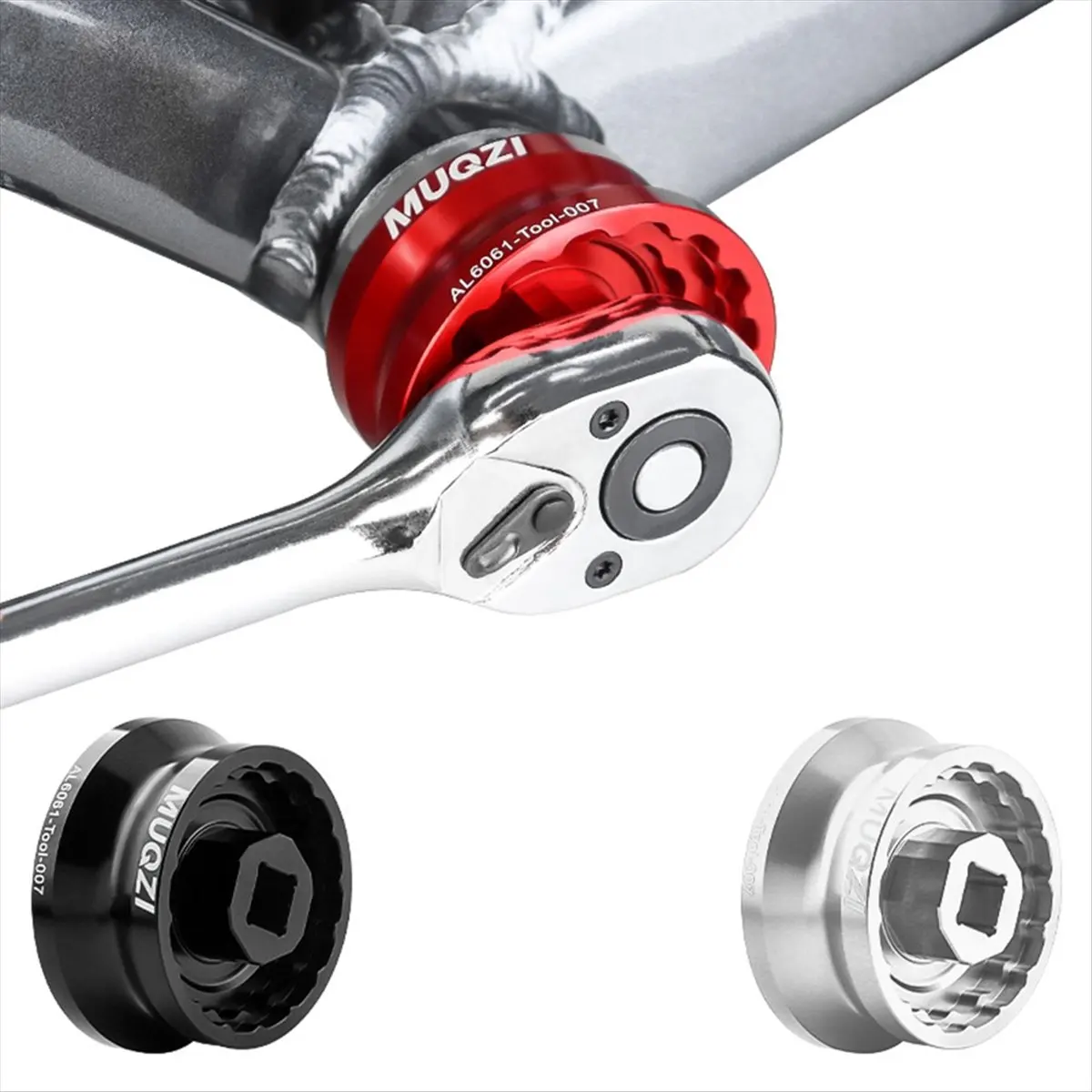 N94R MUQZI 5 in 1 Bike Bottom Bracket Tool for 12/16-Notch 39/41/44/46/49mm Compatible with Shimano SRAM A Black