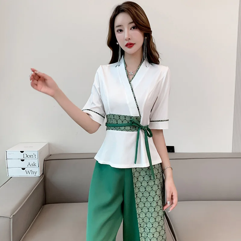 Woman Work Clothes Shirt Pants Suit Hotel Waiter Beauty Salon Spa Massage Nail Cafe Foot Bath Technician Overalls Uniform