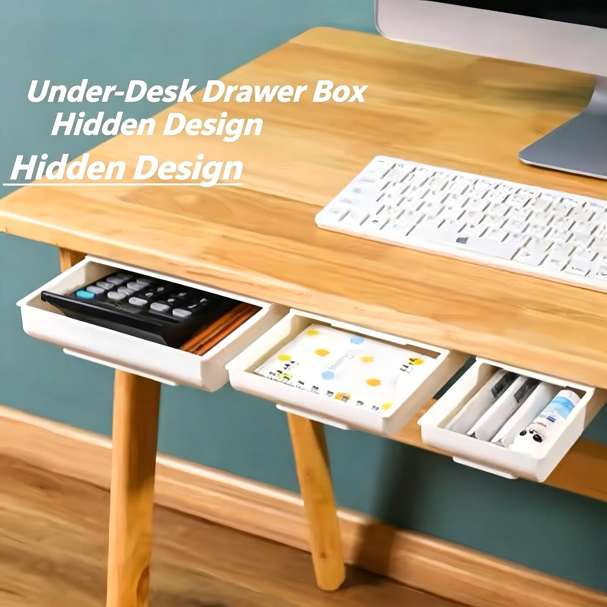 Private concealed under-table drawer storage box,saves space,home/office/school desk and drawer organizer,back-to-school season
