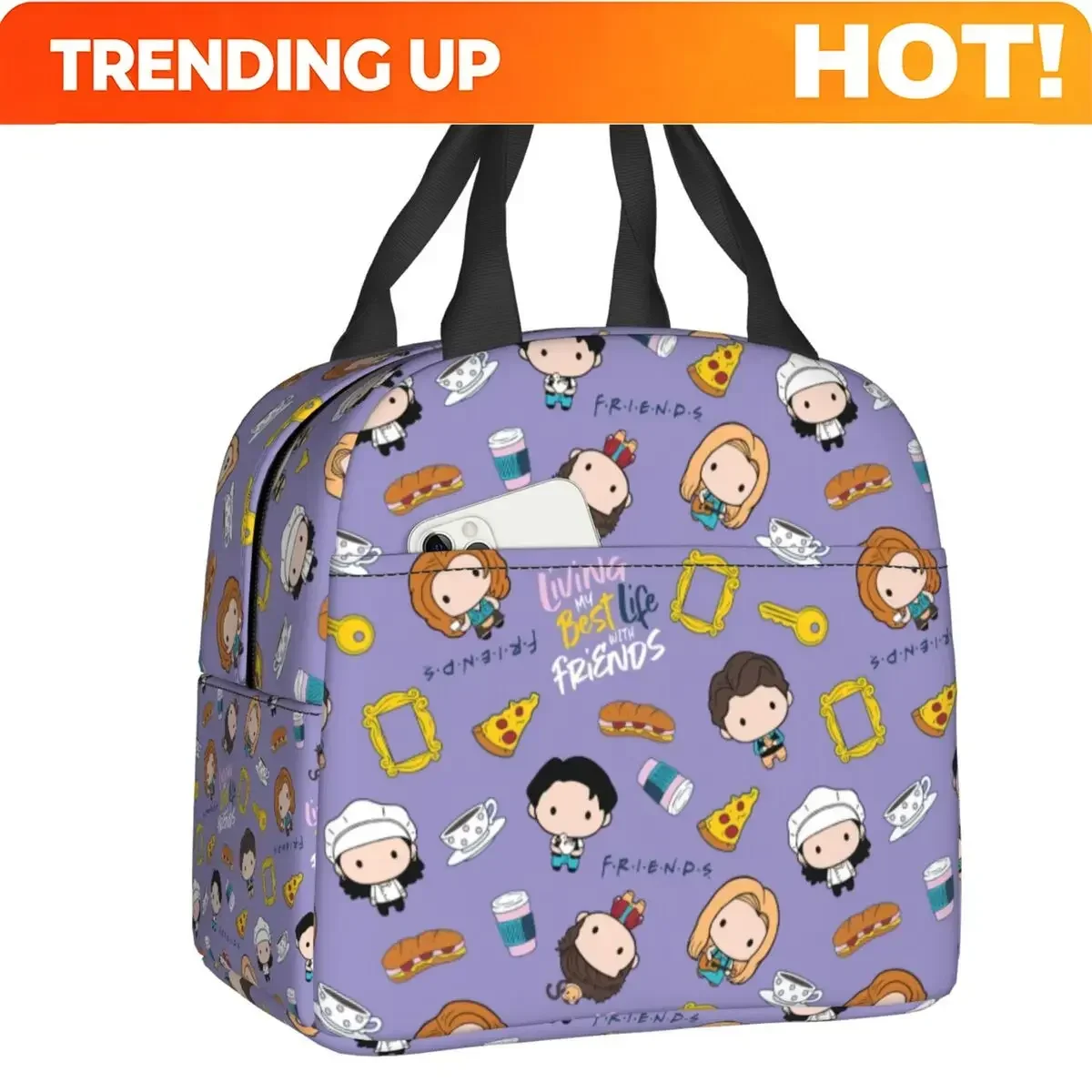 Custom Bag Custom Custom Classic Friends TV Show Insulated Lunch Bags For Women Resuable Thermal Cooler Bento Box Outdoor Campin