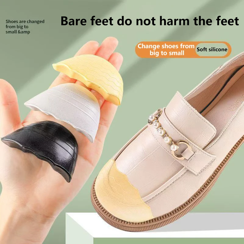 1Pair Anti Forward Sliding Forefoot Insert Pads PU Foam Toe Plug Reduce Size Inserts Soft Shoe Accessories Toe Protector