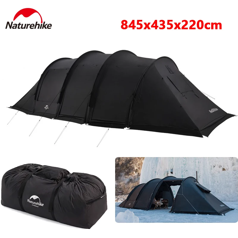 Naturehike Cloud Vessel Tunnel Tent with Chimney Double Layer 4-6 People Hiking 4 Seasons Waterproof 70D Tent With Snow Skirt