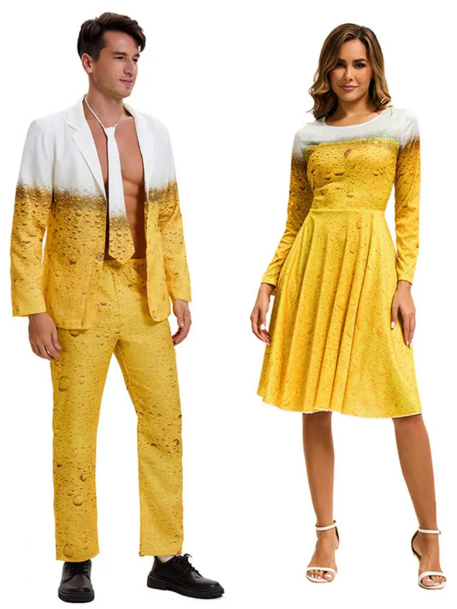 Costume de bière jaune pour femmes, best-seller de carnaval, Saint Patri, vêtements ethniques, Costume de scène en Polyester, printemps 2025