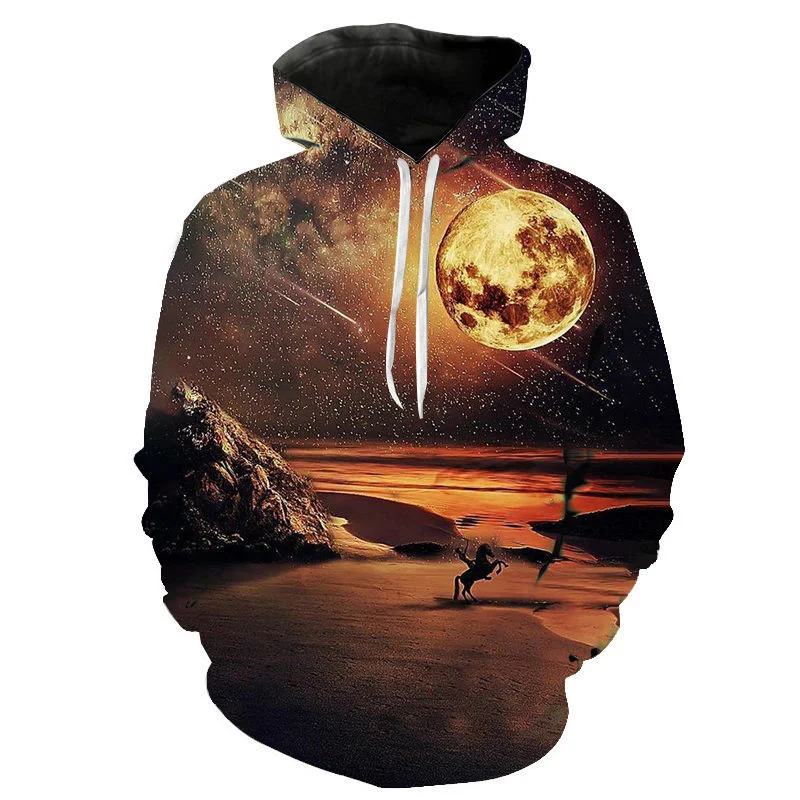 

Мужские толстовки с капюшоном и принтом звезд и Луны