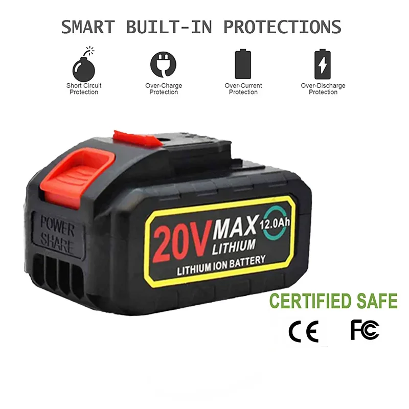 High-capacity Li-Ion 20V Worx 12000mAh Lithium Battery Cordless Key Power Tool Electric Drill