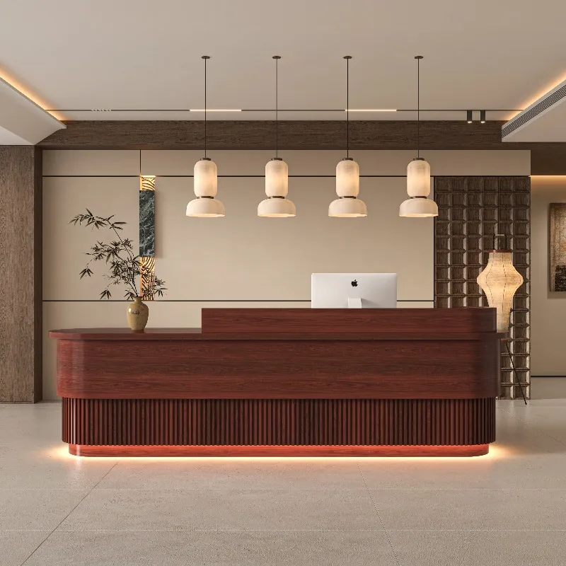 Reception del ristorante Bancone reception Banchi reception classici lunghi e moderni Mobili per ufficio reception per cliniche a forma di L