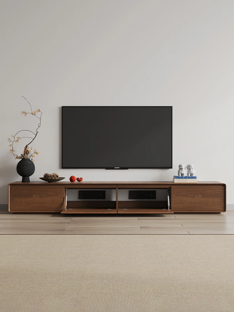 خزانة تلفزيون من الأرض إلى السقف، طاولة قهوة، مجموعة غرفة المعيشة، المنزل، لون جوز شمالي عتيق بسيط #2