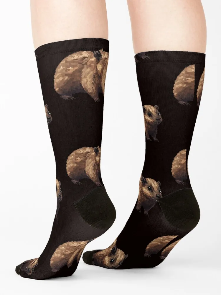 Rock Hyrax Pixel Art Socks cute funny sock Rugby hockey Man Socks Women's
