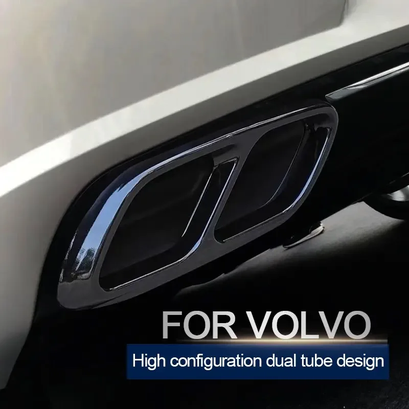 Stainless Steel Gloss Black for Volvo XC60 XC90 S90 V90 S60 XC40 Car Tail Throat Exhaust Pipe Decorative Cover Car Accessories