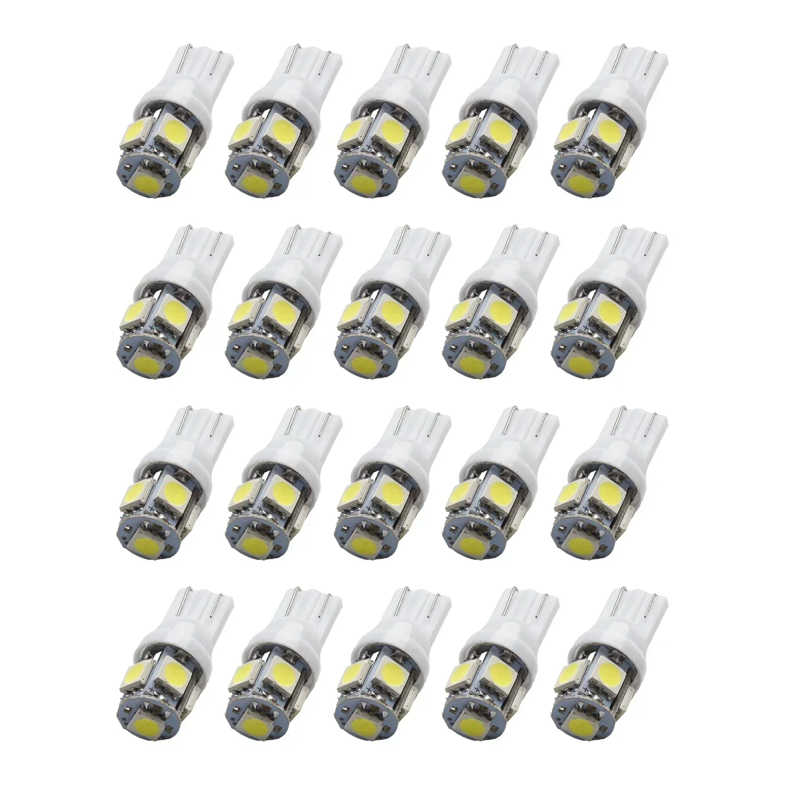 

Accessory 20pcs Car Lights T10 5050 5-SMD White License Plate Interior LED Reading 6000K 5W Replacement Useful