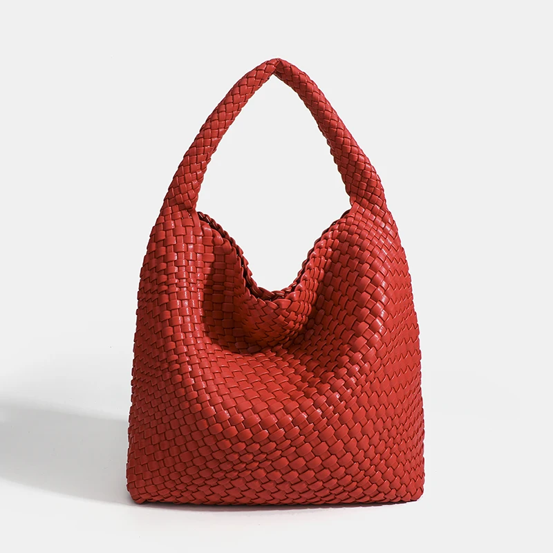 Gewebte Einkaufstaschen für Frauen weiche Leder Einkaufstasche gewebte Damen handtaschen Sommer Umhängetasche große Kapazität Top-Griff Tasche – Detail 19