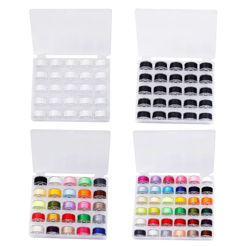 25/36Pcs Bobbins Box Set Sewing Machine Spools Colorful Plastic Metal and Case Storage Box Sewing Equipment Tools Accessories