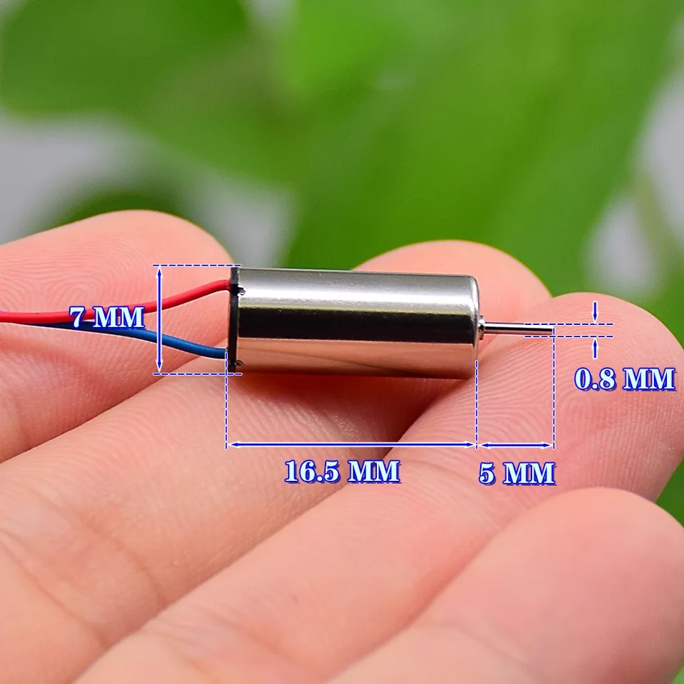 1PC Mini 7mm*16mm 716 Coreless Motor 0.8mm Shaft DC 3.7V-4.2V High