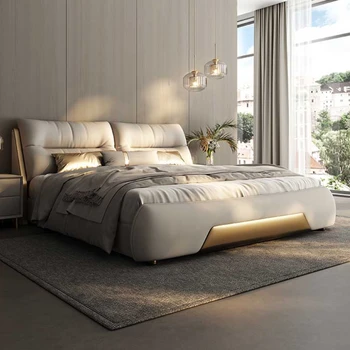 미적인 마스터 더블 침대 프레임, 고급 럭셔리 스토리지, 모던 킹 사이즈 침대 프레임, 목재 성 수면 카메라, 가정용 가구