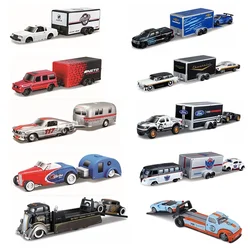 Mais 1:64 Design Tow & GO Volkswagen Van Samba Alameda Trailer modelo de carro Brinquedos coleção presente brinquedo meninos