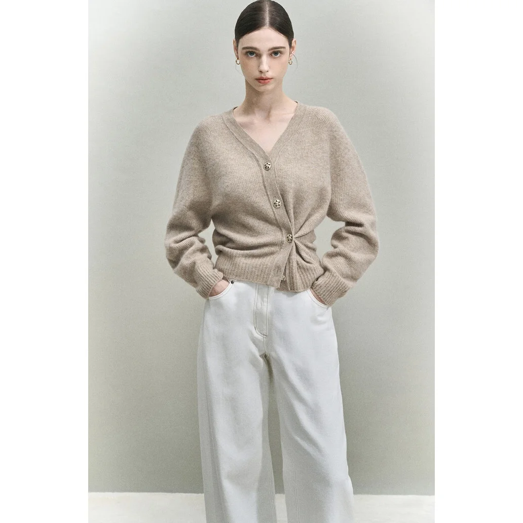 

Ultra-Precise Star Bule V-Ne Commuter Knitwear Alpaca Wool Versatile Long Sve Button-Up Regular Length Single Piece