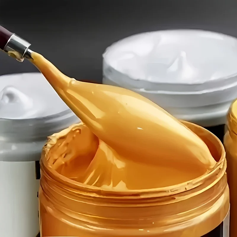 Goldene Professionelle Metallic-Acrylfarbe, 50/100/300ml, Leuchtende Farben, Verblassungsbeständig, Geeignet für Leinwand, Malerei-Kreationen – Detail 3