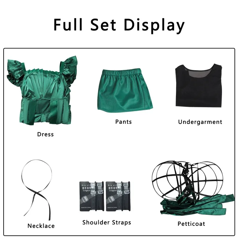 الأربعاء أغنيس أزياء تنكرية فساتين خضراء لحفلات الهالوين كرنفال للنساء والفتيات mj:3