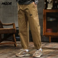 HIQOR hommes vêtements printemps automne Cargo pantalon homme coton décontracté pantalon ample ceinture taille moyenne Joggers mâle droit Baggy pantalon 3