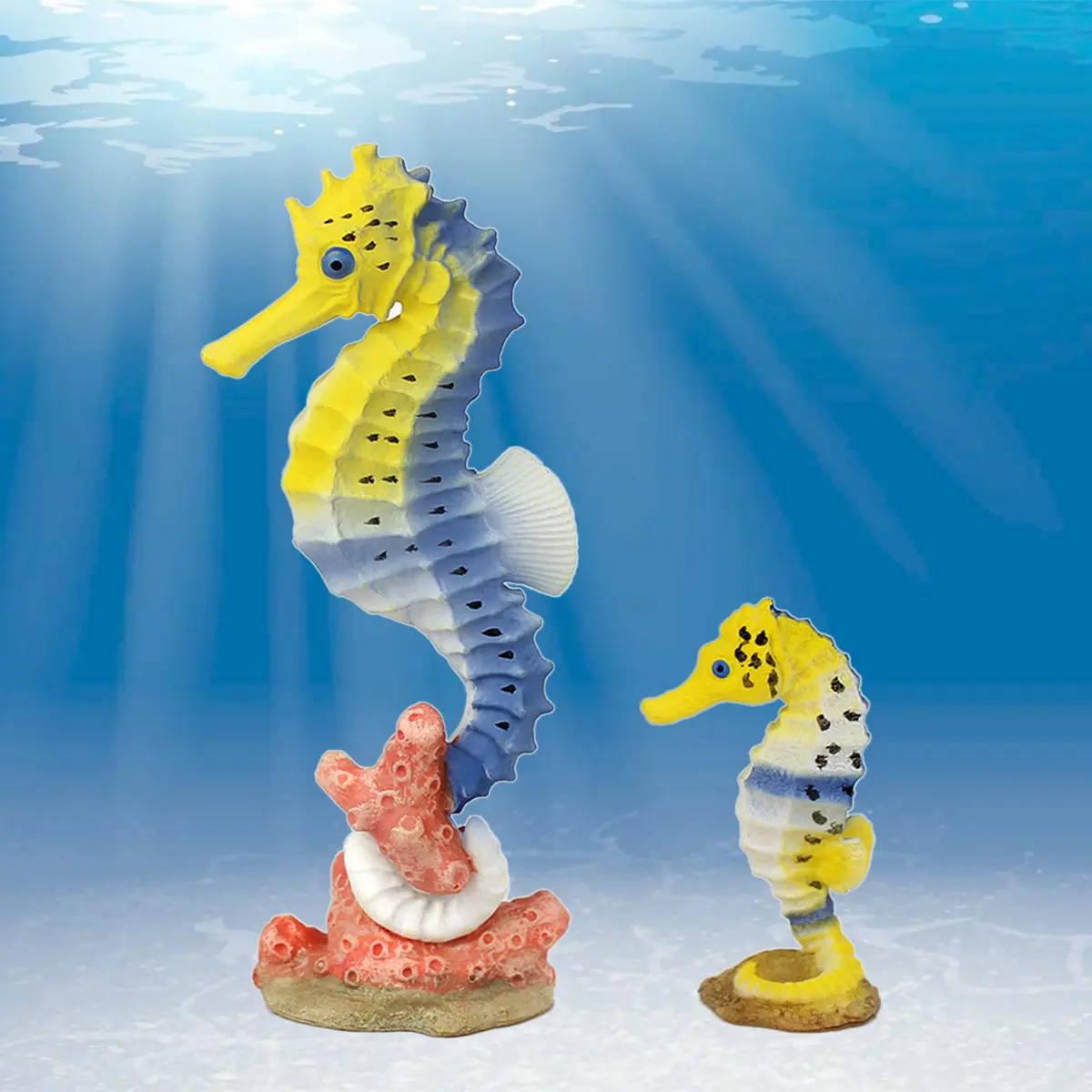

2Pcs Sea Horse Set Realistic Ocean Animal Figures Educational Gift for Kids Decor Color Cognition Imagination Development