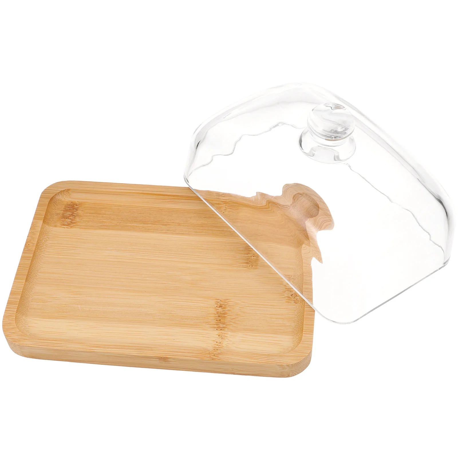 

Wooden Dish With Glass Cover Reusable Butter Storage Box Practical Butter Keeper For Home Kitchen Tableware