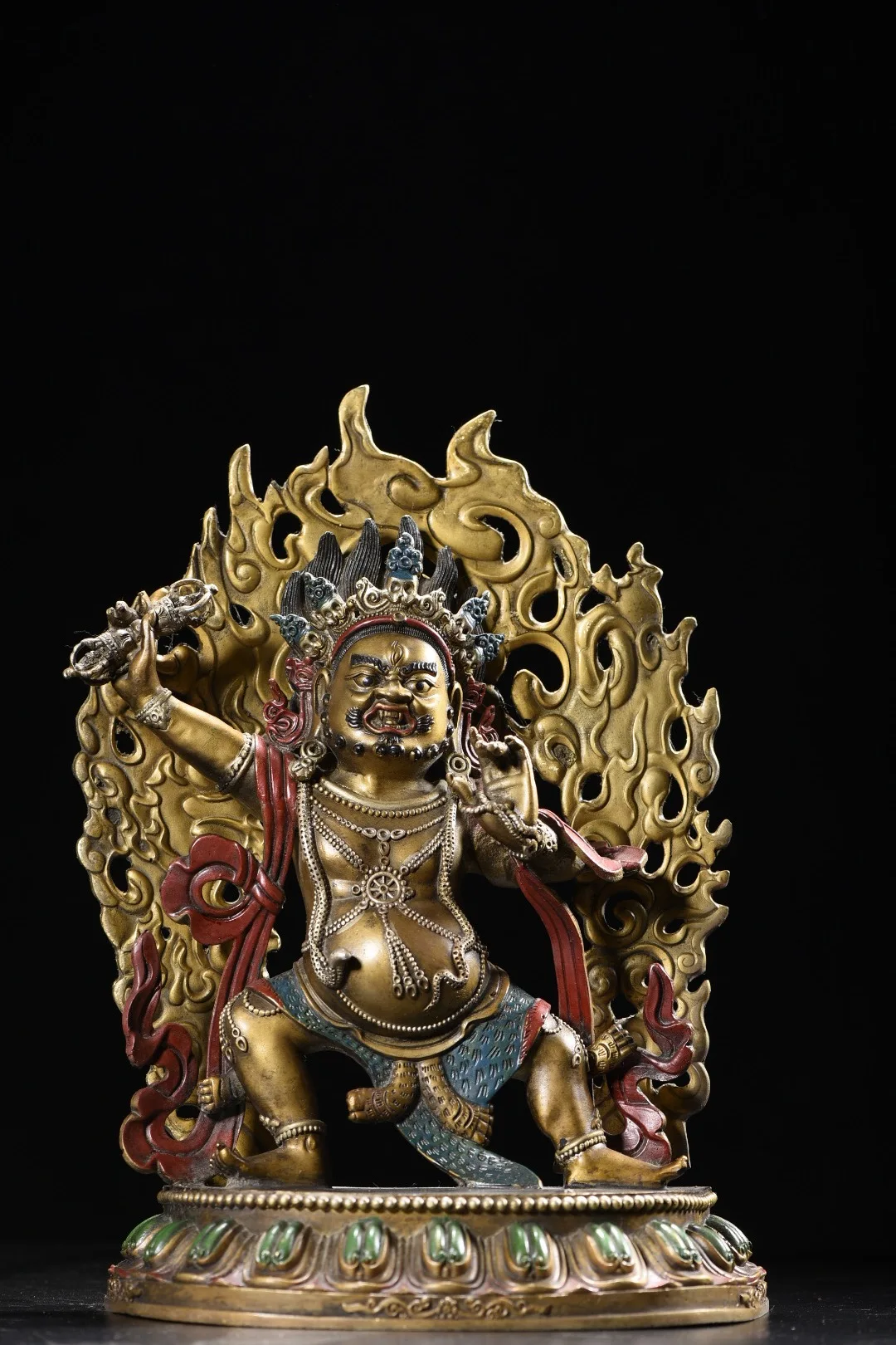 13 Old Bronze Painted Backlight Vajrapani Standing Buddha Lotus Buddha Terrace  Amitabha Buddha Worship Hall