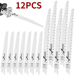 12Pcs Reciprocating Saw Blade 6/9In 6/5TPI Pruning Saw Blade Sharp Saw Blade Woodworking Tool for Cutting Wood Plywood Board