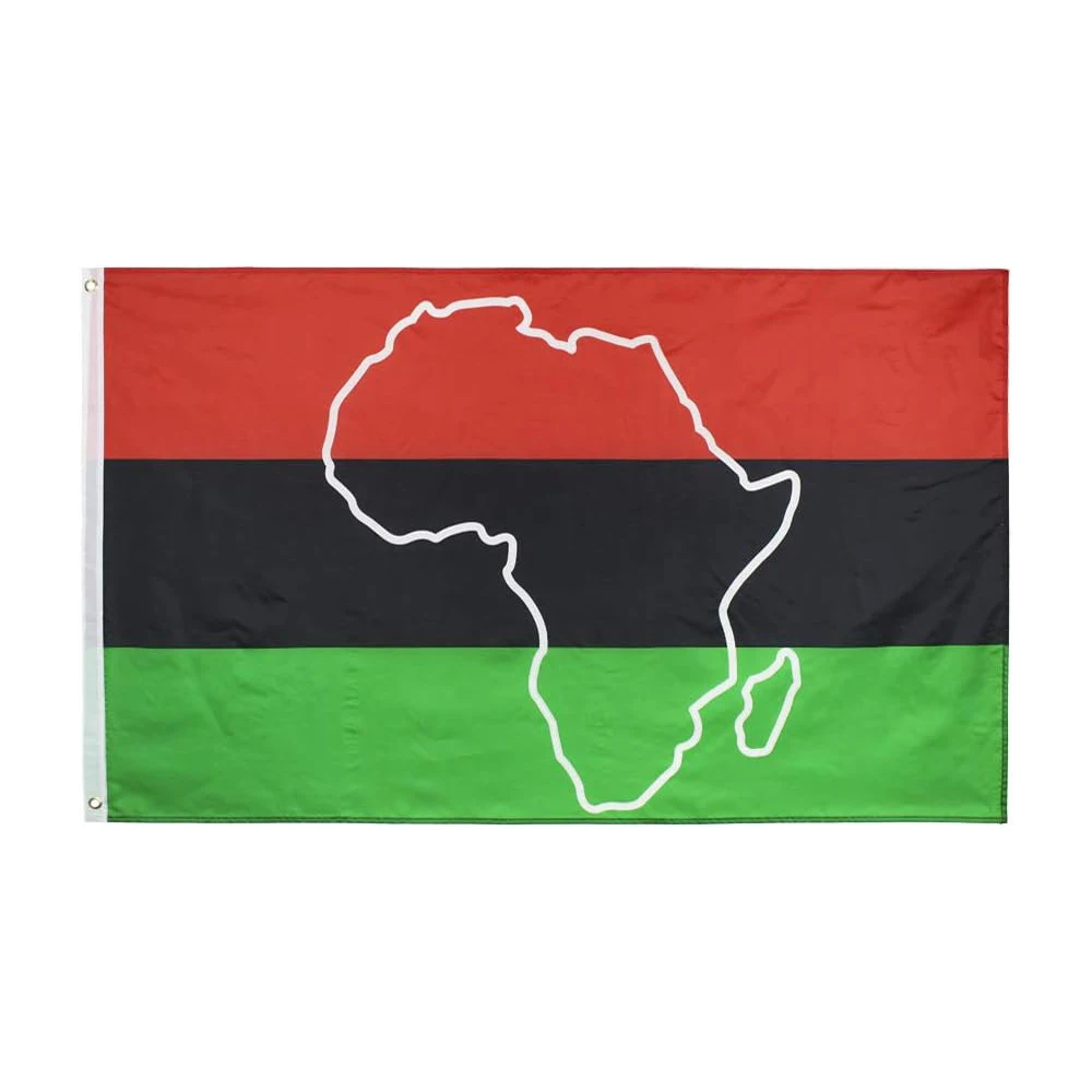 Flagicts 100% Polyester ANJOR 3x5 Fts UNIA Black Liberation African American Afro Outline Flag Map African Flags