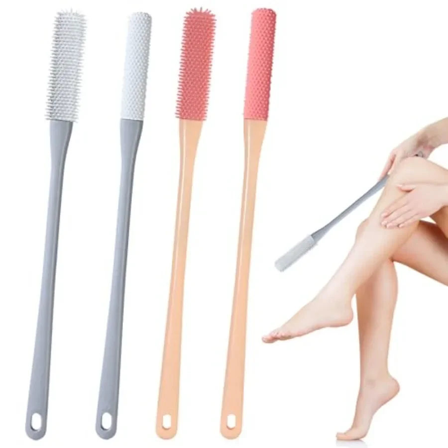 4本組 長柄シリコンつま先すきすきブラシ 角質除去機能付き シャワー用 足裏洗い スクラブ 美肌ケア