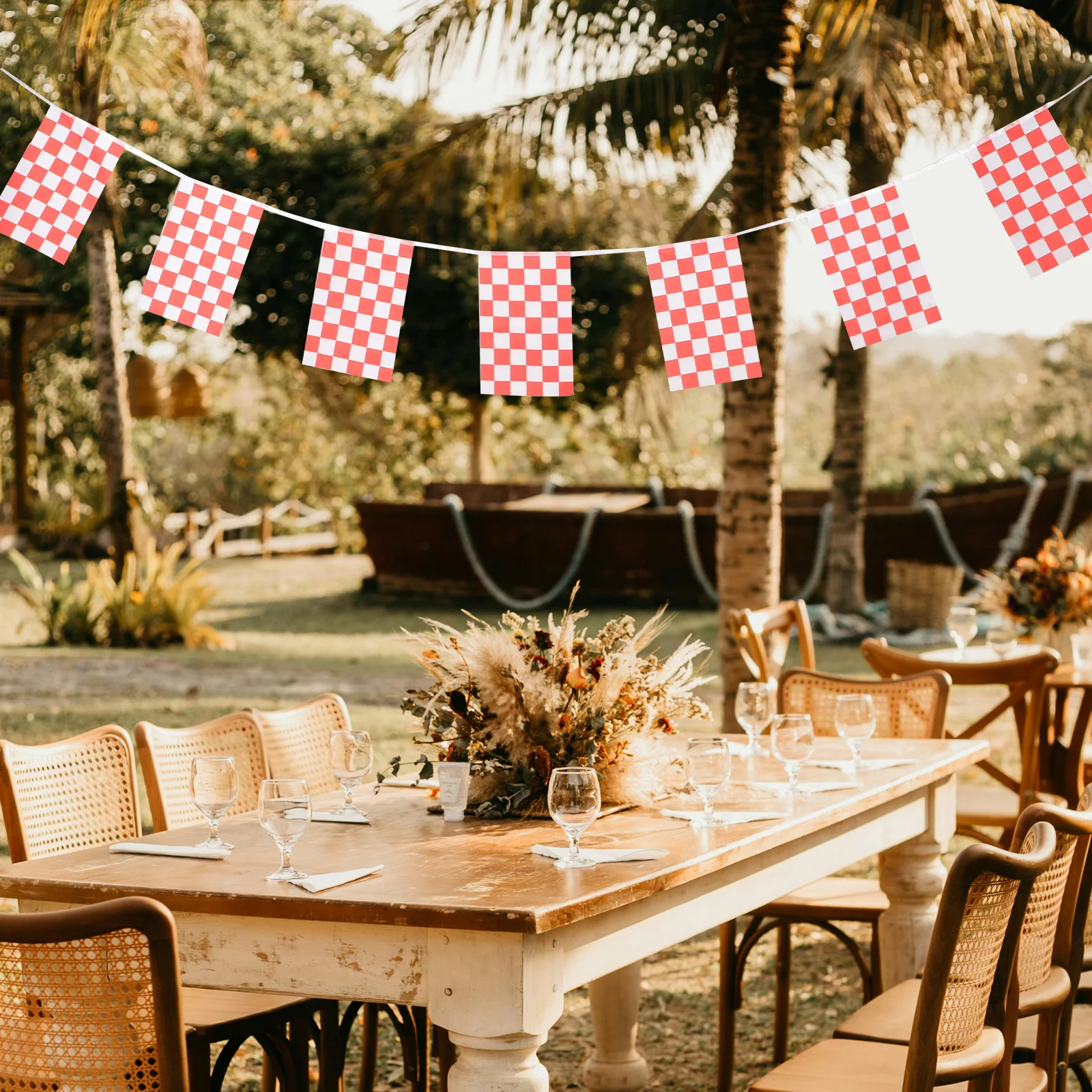 

20 Checkered Flags 7m Checkered Racing Flag Red Decor Banners for Car Parties Events Patio Garden