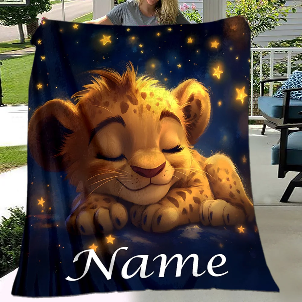 1 personalized lion blanket with the custom name 