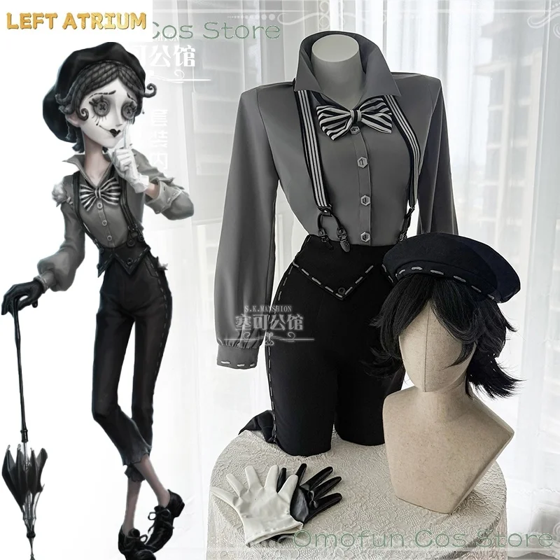 Identity V Mime Artist Cléo Decroux Unisex Cosplay Set – Grey Suit + Wig + Mask, 2026 Halloween Survivor Roleplay Costume