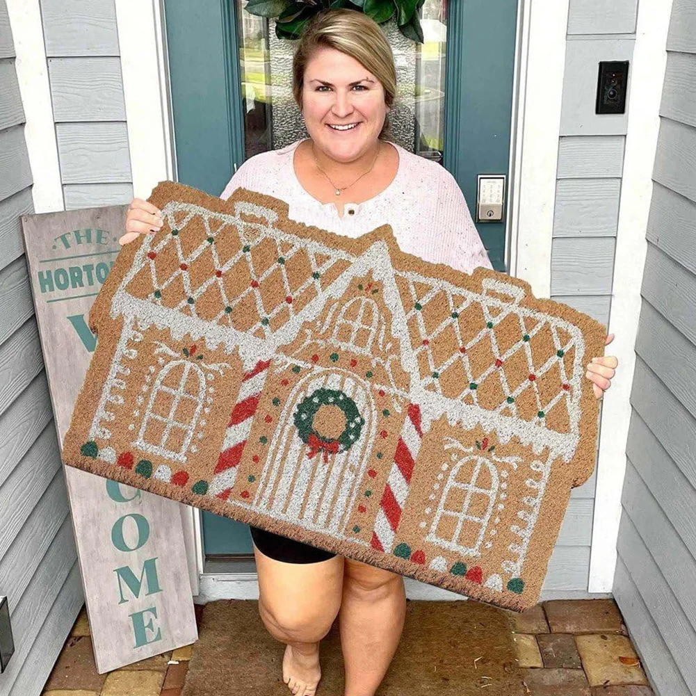 Weihnachten Willkommen Matte Outdoor Lebkuchen Haus Fußmatte und Veranda Dekoration Weihnachten Teppich Foto Requisiten Geschenk Dekoration