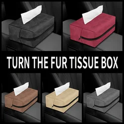 Car tissue box, premium feel, car interior suede paper drawer, central control armrest box, tissue storage box, seat hanging typ