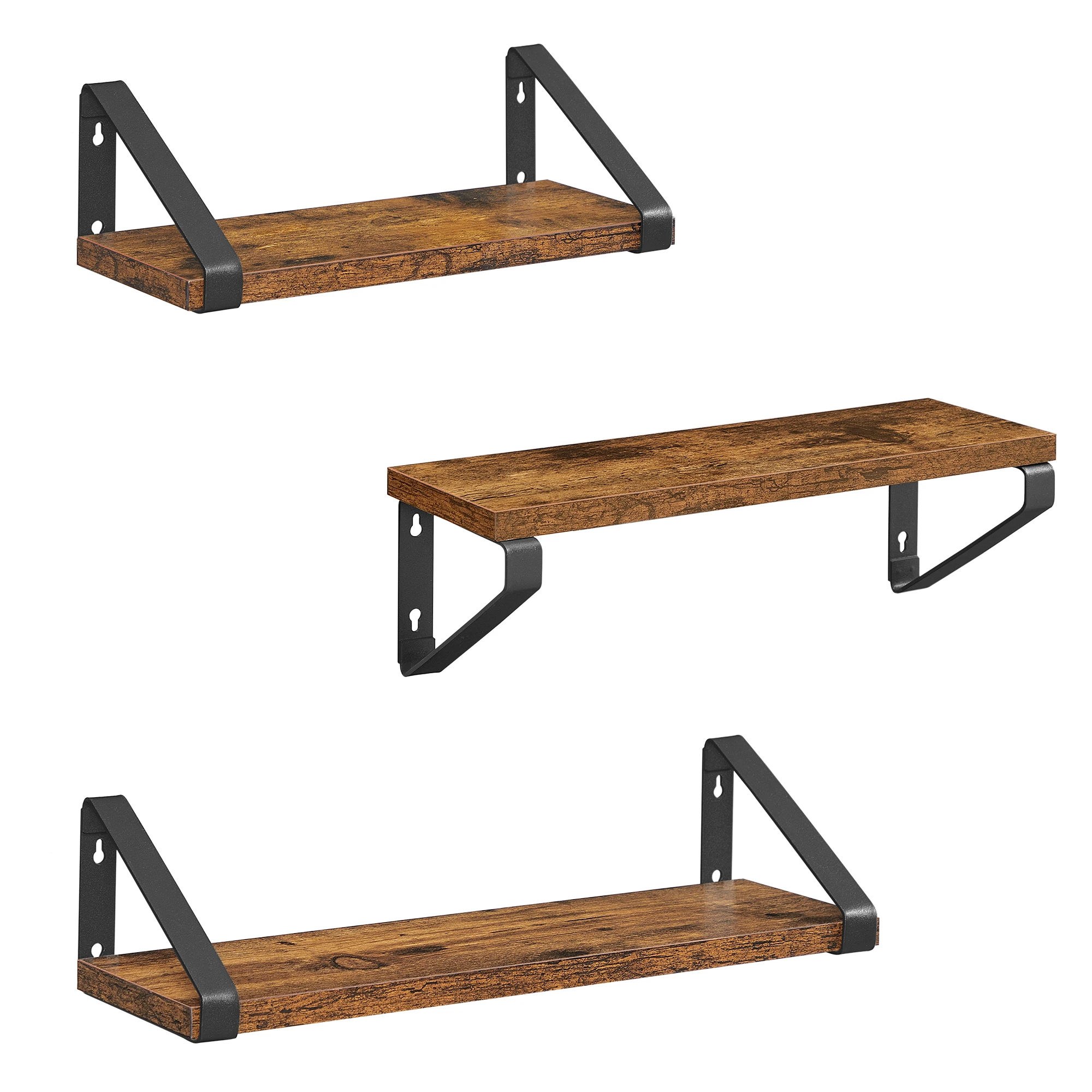 

Industrial Wooden Floating Shelf Wall Mounted 3 Sets Living Room Bathroom Kitchen Ledge Stable Display Rack