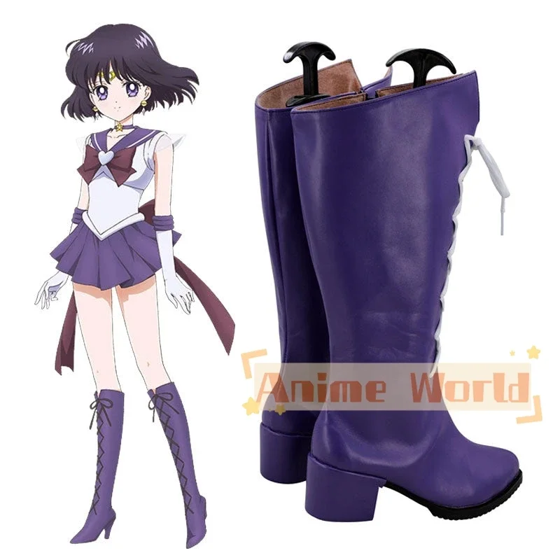 Sailor Saturn Hotaru Tomoe botas de carnaval, zapatos de Cosplay, Halloween, hechas a medida