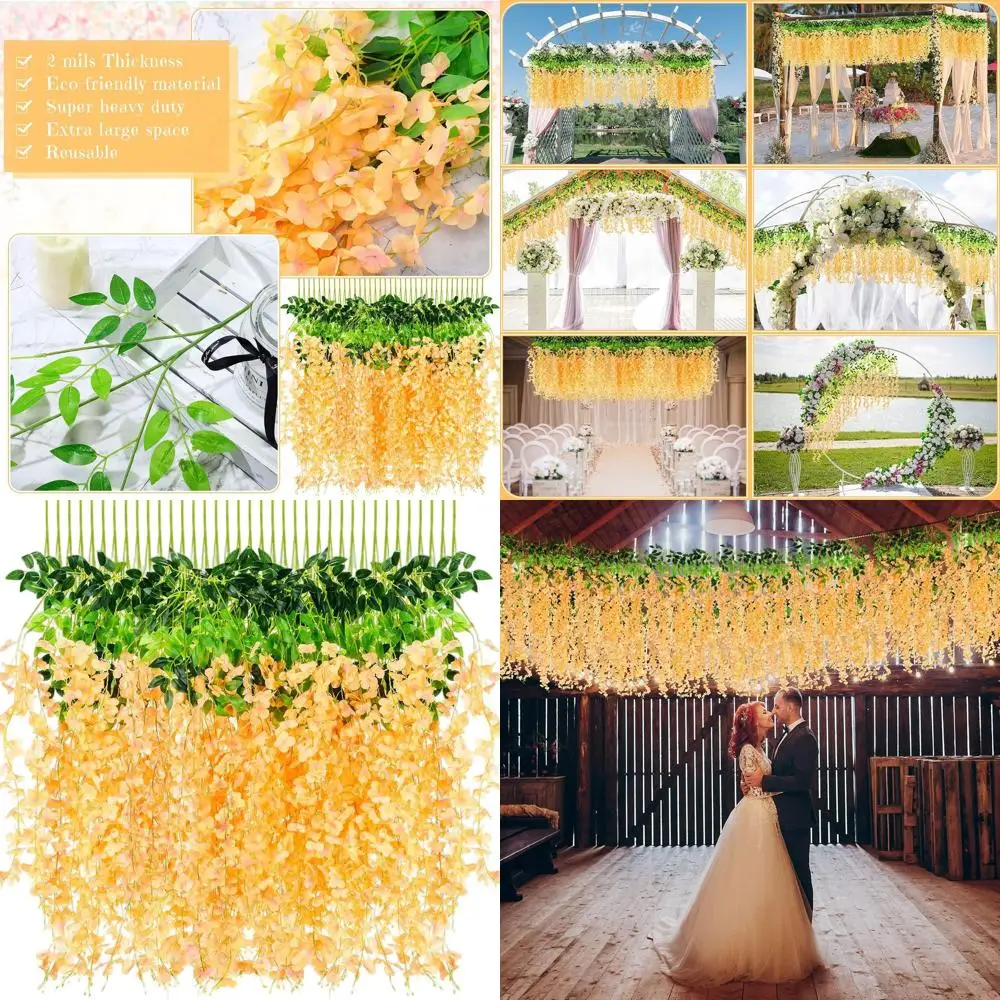 

Champagne 108-Stem 43.2 Artificial Wisteria Garland for Home & Wedding Decor