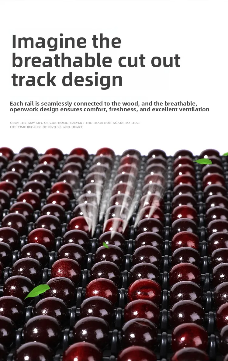 

Summer Cool Breathable Wooden Bead Square Seats Cover Four Seasons Universal Car Seat Cover Non-slip Free Tie Car Seat Cushion